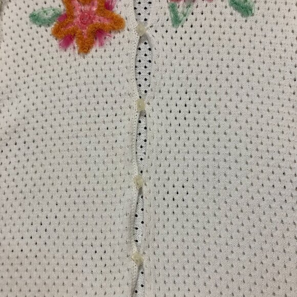JH Collectibles Women's Size Medium Sweater Ribbon Embroidery Button up Floral - Picture 5 of 8